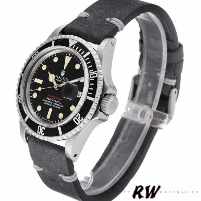 Rolex Submariner 1680 Black Dial Grey Leather Strap 40mm Mens Replica Watch