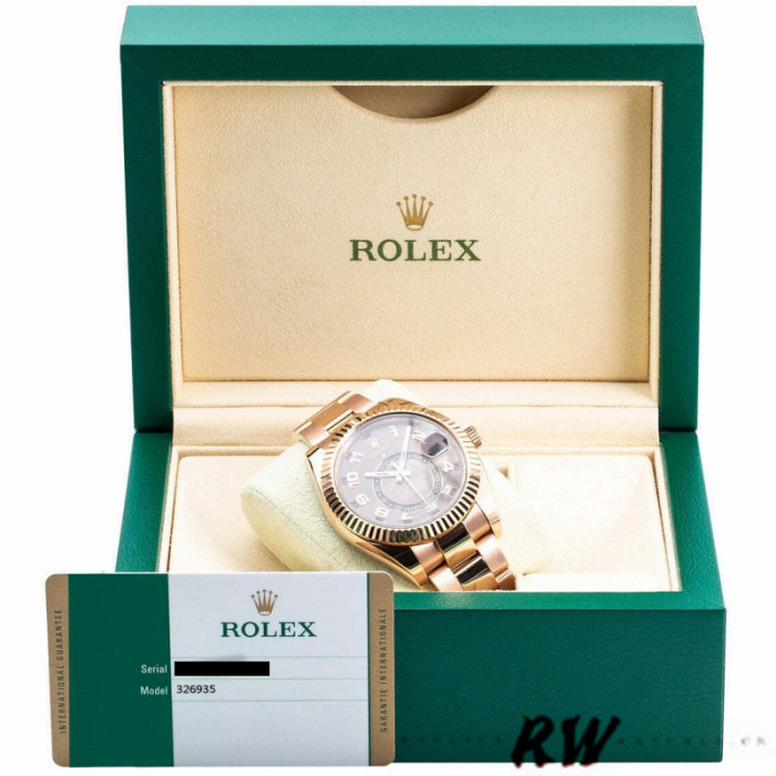 Rolex Sky-Dweller 326935 Everose Gold Chocolate Arabic Dial 42mm Mens Replica Watch