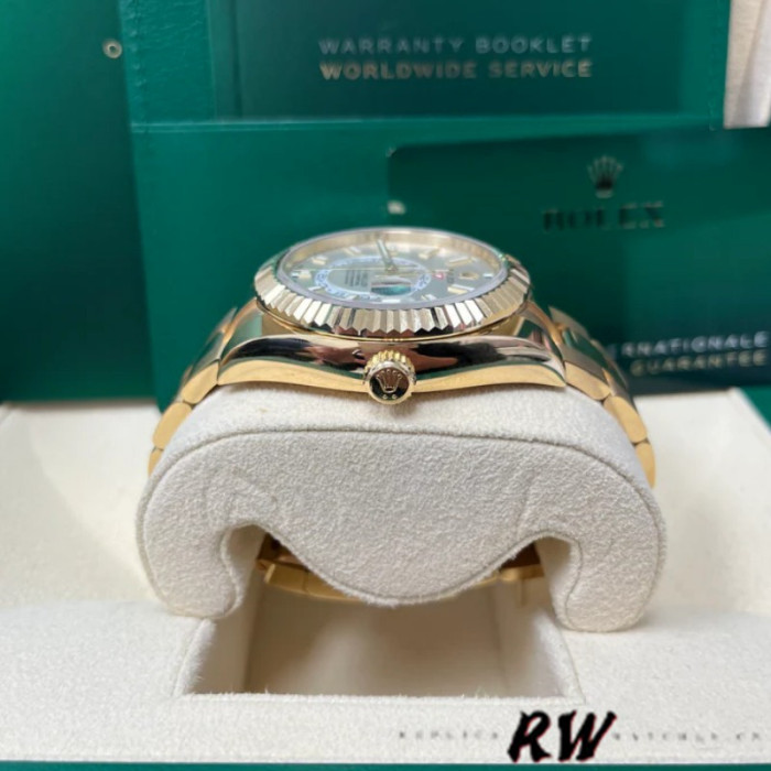 Rolex Sky-Dweller 326938 Yellow Gold White Dial 42mm Mens Replica Watch