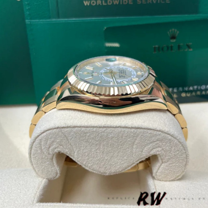 Rolex Sky-Dweller 326938 Yellow Gold White Dial 42mm Mens Replica Watch