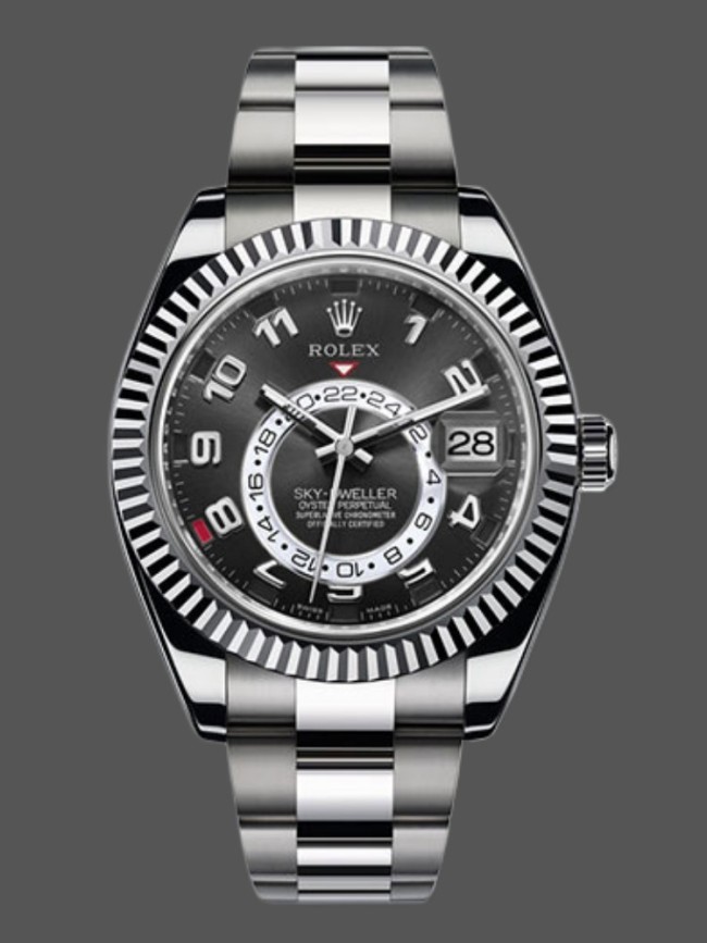 Rolex Sky-Dweller 326939 Fluted Bezel Black Dial 42MM Mens Replica Watch