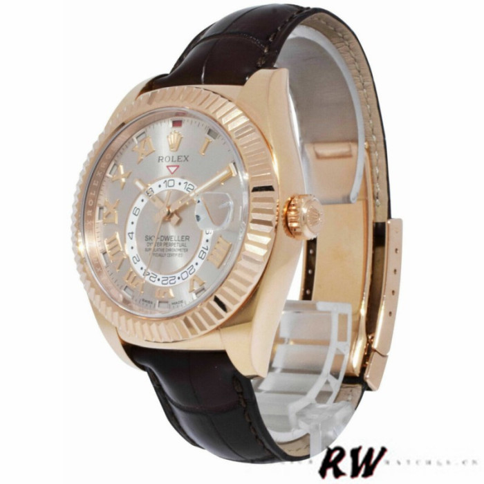 Rolex Sky-Dweller 326135 Sundust Dial Rose Gold 42MM Mens Replica Watch
