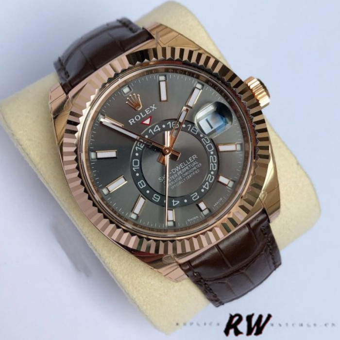 Rolex Sky-Dweller 326135 Dark Rhodium Dial 42MM Mens Replica Watch