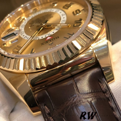 Rolex Sky-Dweller 326138 Champagne Arabic Dial Yellow Gold 42MM Mens Replica Watch