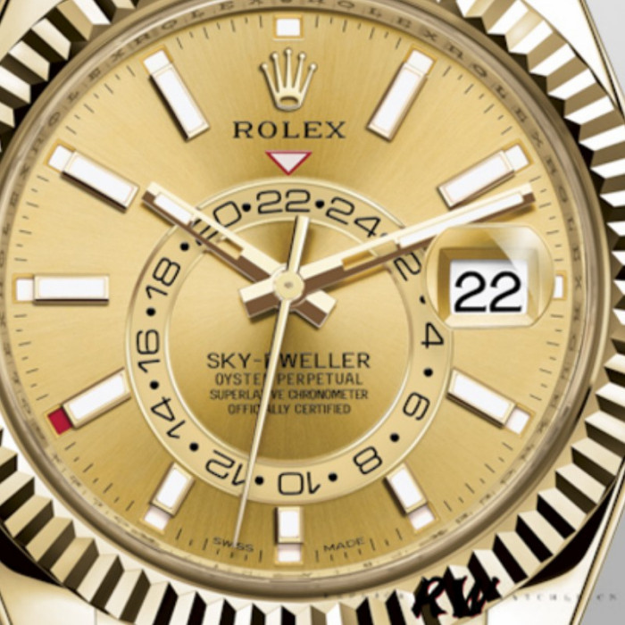 Rolex Sky-Dweller 326138 Champagne Dial Yellow Gold 42MM Mens Replica Watch