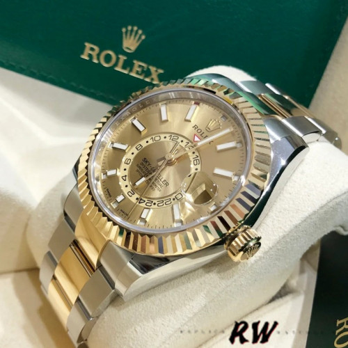 Rolex Sky-Dweller 326933 Champagne Dial Stainless Steel 42MM Mens Replica Watch