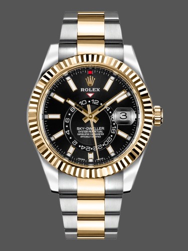 Rolex Sky-Dweller 326933 Black Dial Stainless Steel 42MM Mens Replica Watch