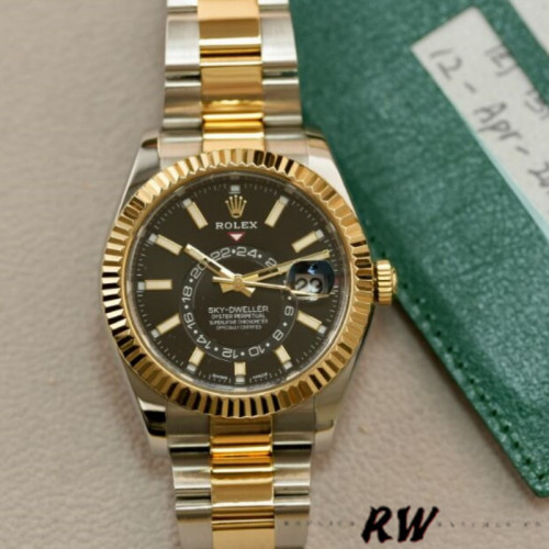 Rolex Sky-Dweller 326933 Black Dial Stainless Steel 42MM Mens Replica Watch