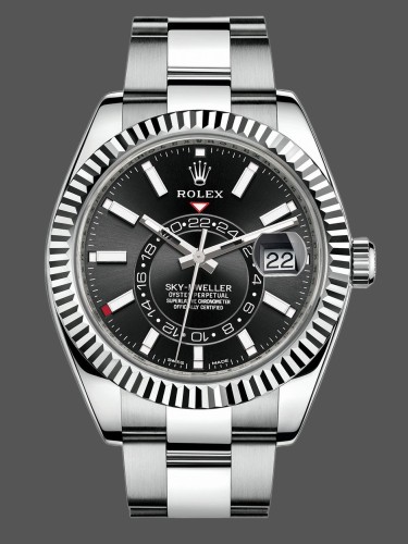 Rolex Sky-Dweller 326934 Stainless Steel Black Dial 42MM Mens Replica Watch