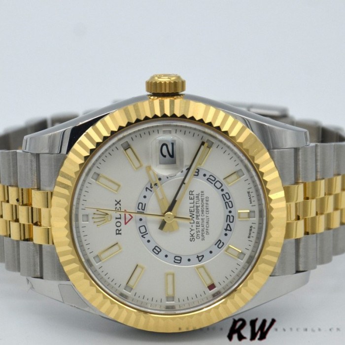 Rolex Sky-Dweller 326933 Stainless Steel Yellow Gold White Dial 42MM Mens Replica Watch