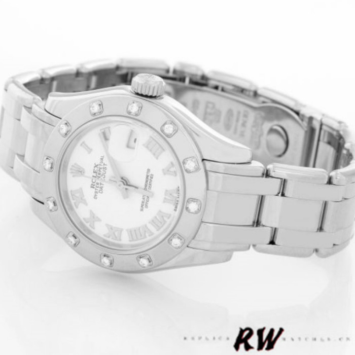 Rolex Masterpiece Pearlmaster 80319 White Roman Dial 29MM Lady Replica Watch