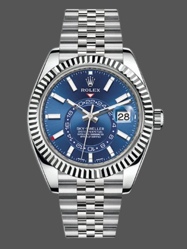 Rolex Sky-Dweller 326934 Fluted Bezel Blue Dial 42MM Replica Watch