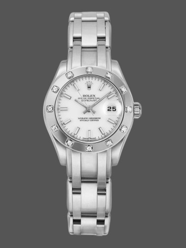 Rolex Masterpiece Pearlmaster 80319 White Dial 29MM Lady Replica Watch