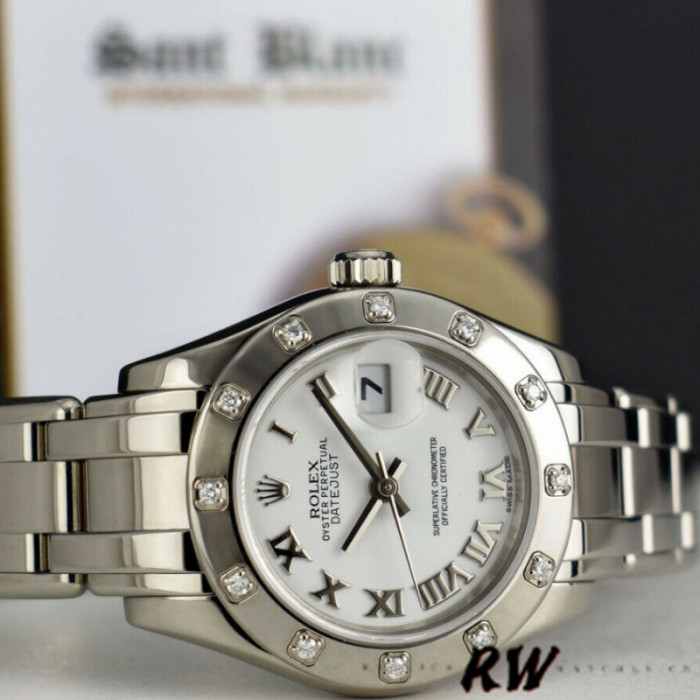 Rolex Pearlmaster 80319 White Roman Dial 29MM Lady Replica Watch