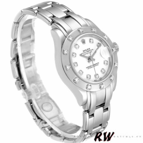 Rolex Pearlmaster 80319 White Dial Diamond 29MM Lady Replica Watch
