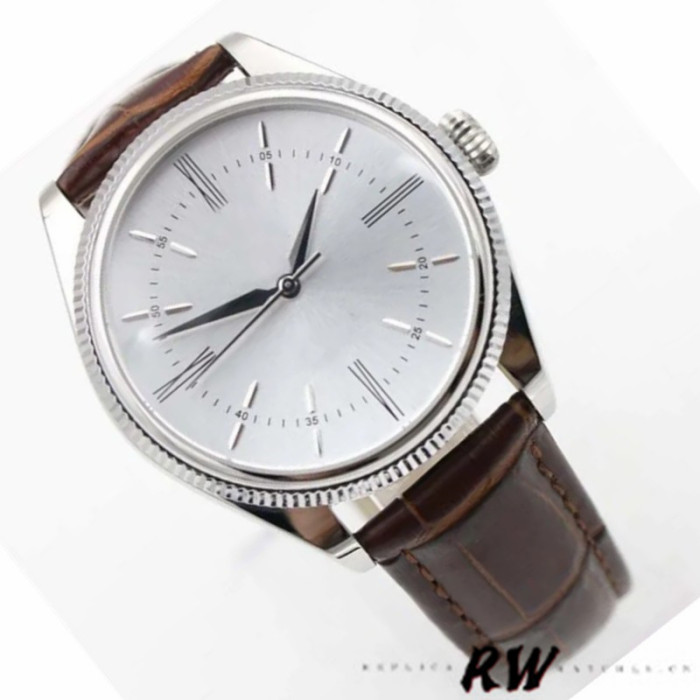 Rolex Cellini Time 50509 Brown Leather Strap White Dial 39mm Mens Replica Watch