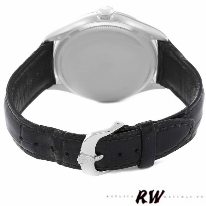 Rolex Cellini Time 50509 Black Leather Strap Black Dial 39mm Mens Replica Watch