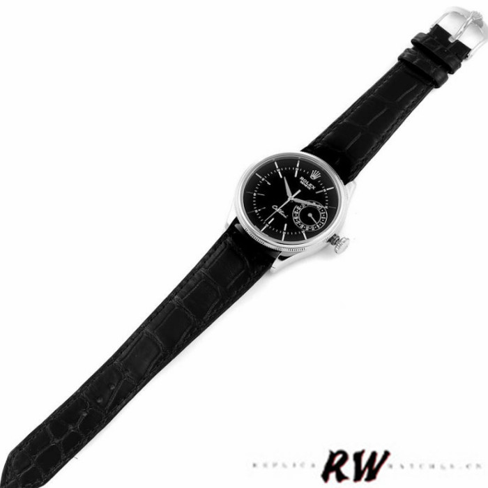 Rolex Cellini Date 50519 Black Leather Black Dial 39mm Mens Replica Watch