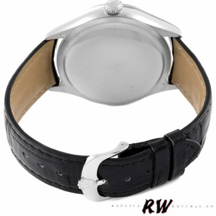 Rolex Cellini Date 50519 Black Leather Silver Dial 39mm Mens Replica Watch