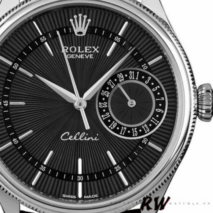 Rolex Cellini Date 50519 Brown Leather Black Dial 39mm Mens Replica Watch