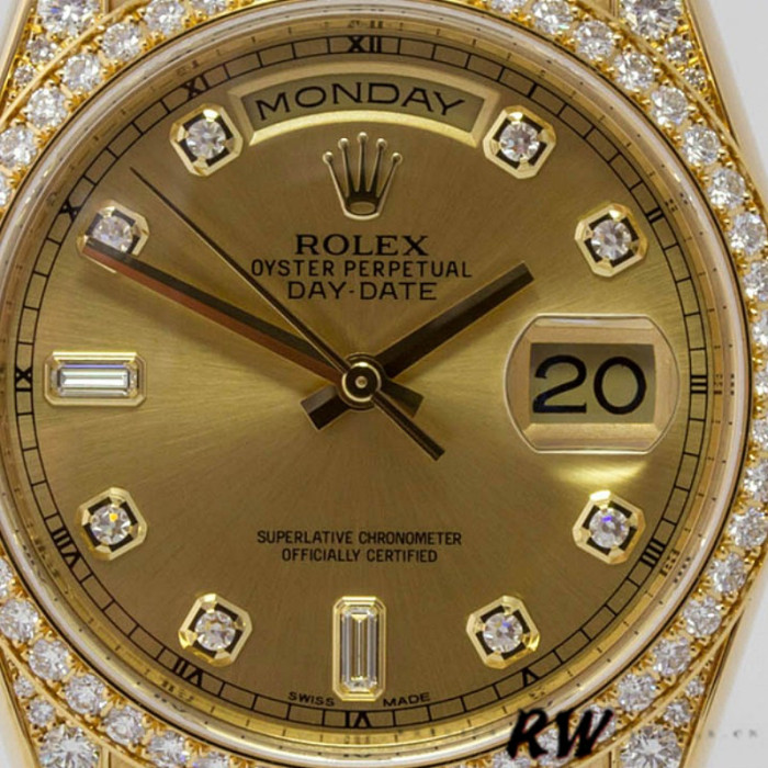 Rolex Day-Date 118388 Yellow Gold Champagne Dial 36MM Unisex Replica Watch