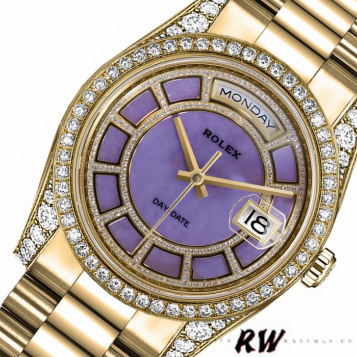 Rolex Day-Date 118388 Yellow Gold Lavender Purple Dial 36MM Unisex Replica Watch