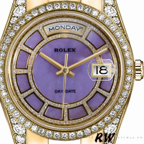 Rolex Day-Date 118388 Yellow Gold Lavender Purple Dial 36MM Unisex Replica Watch