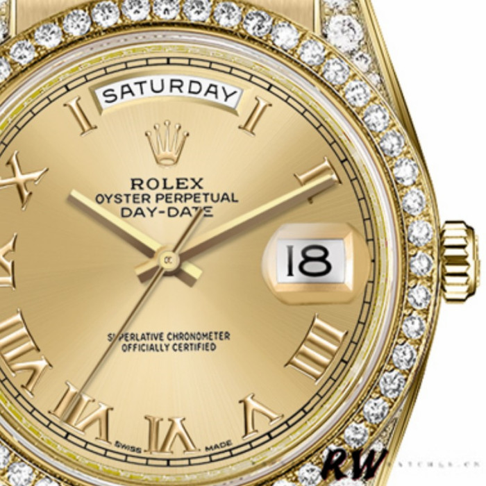 Rolex Day-Date 118388 Champagne Roman Numeral Dial 36MM Unisex Replica Watch