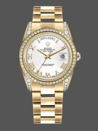 Rolex Day-Date 118388 White Roman Numeral Dial 36MM Unisex Replica Watch