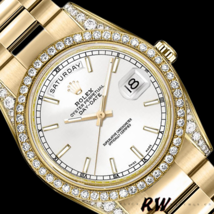 Rolex Day-Date 118388 Yellow Gold White Dial 36MM Unisex Replica Watch