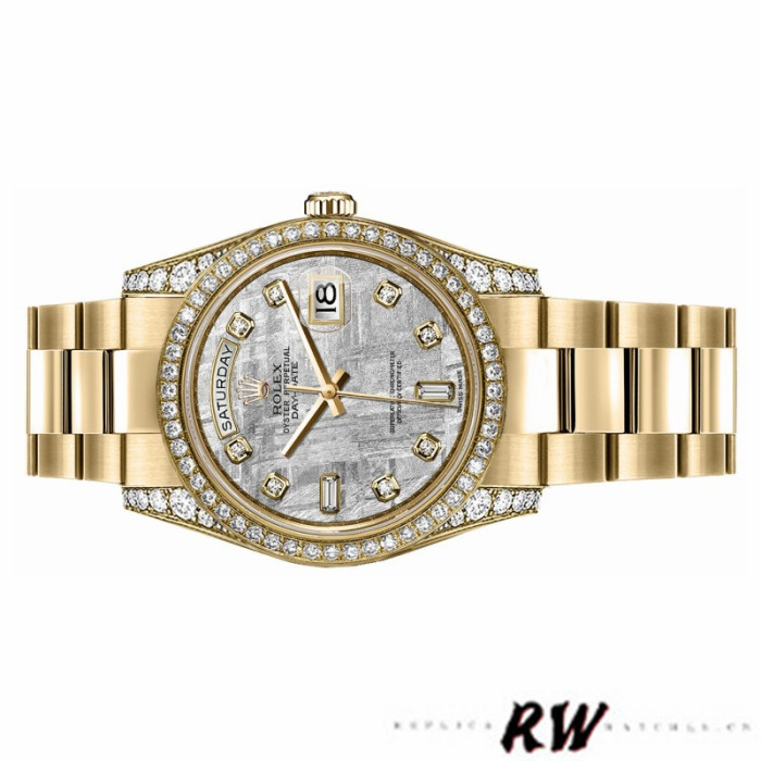 Rolex Day-Date 118388 Diamond Bezel Meteorite Dial 36MM Unisex Replica Watch