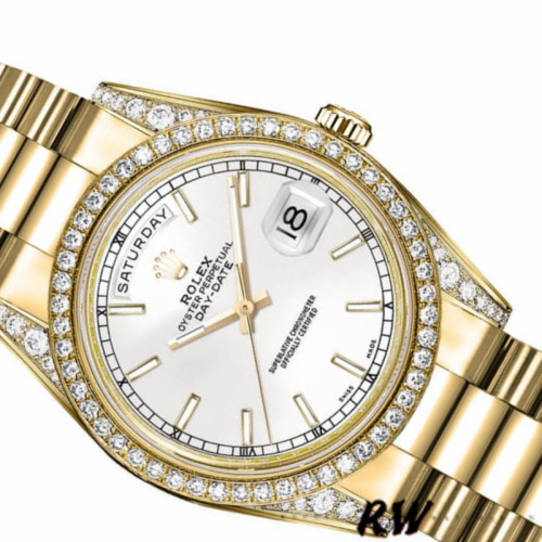 Rolex Day-Date 118388 Diamond Bezel White Dial 36MM Unisex Replica Watch