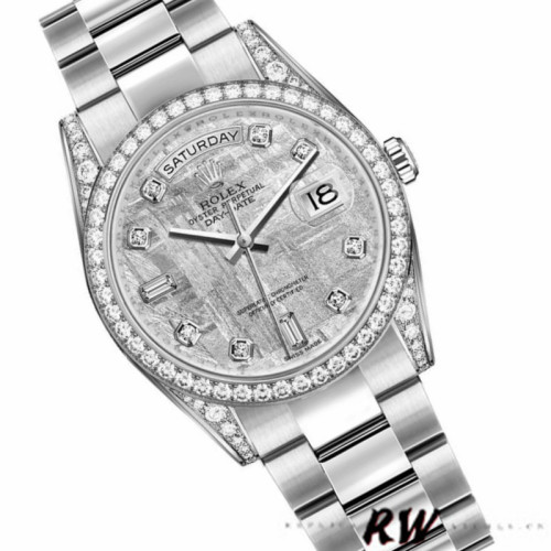 Rolex Day-Date 118389 White Gold Meteorite Grey Dial 36MM Unisex Replica Watch
