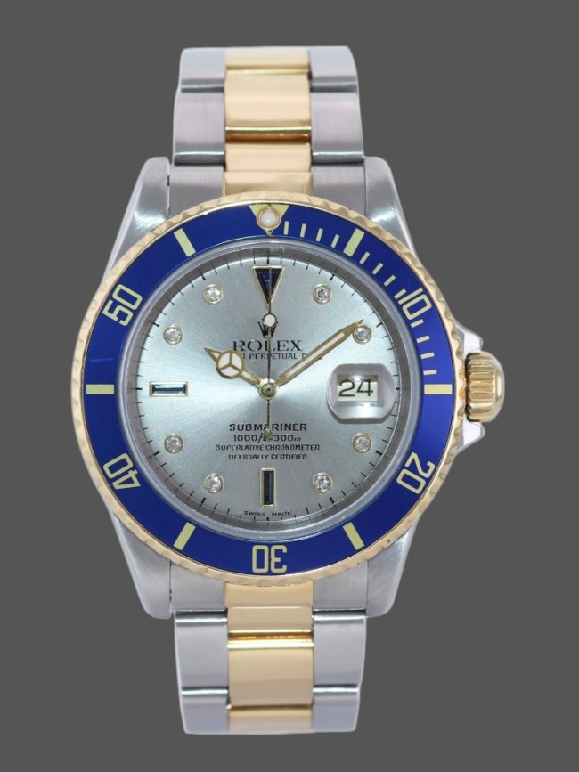 Rolex Submariner 16613 Two Tone Silver Blue Dial 40mm Mens Replica Watch