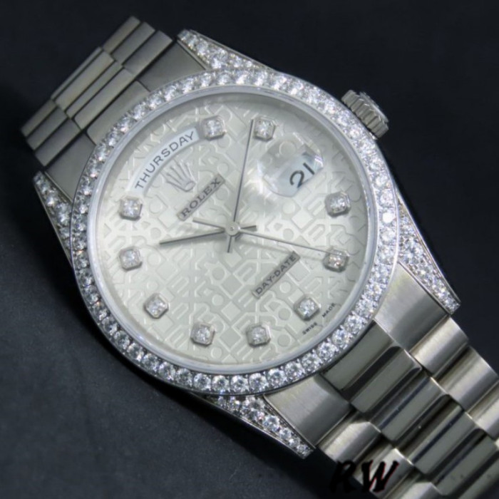 Rolex Day-Date 118389 Silver Jubilee Diamond Dial 36MM Unisex Replica Watch