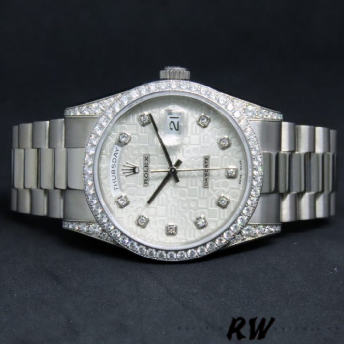 Rolex Day-Date 118389 Silver Jubilee Diamond Dial 36MM Unisex Replica Watch