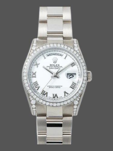 Rolex Day-Date 118389 White Roman Numeral Dial 36MM Unisex Replica Watch