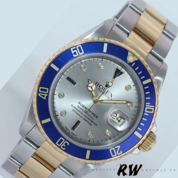 Rolex Submariner 16613 Two Tone Silver Blue Dial 40mm Mens Replica Watch