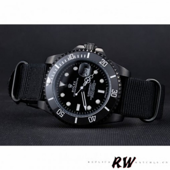 Rolex Submariner 622006 Black nylon strap Black Dial 40mm Mens Replica Watch