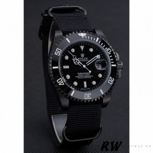 Rolex Submariner 622006 Black nylon strap Black Dial 40mm Mens Replica Watch