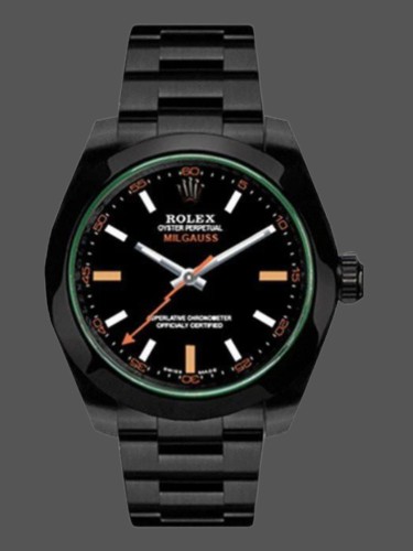Rolex Milgauss 116400GV Green Crystal Stainless Steel/PVD Black Dial 40MM Mens Replica Watch