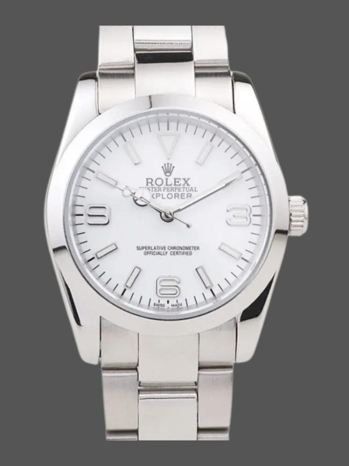 Rolex Explorer Polished 98086 Stainless Steel White Dial 37MM Mens Replica Watch