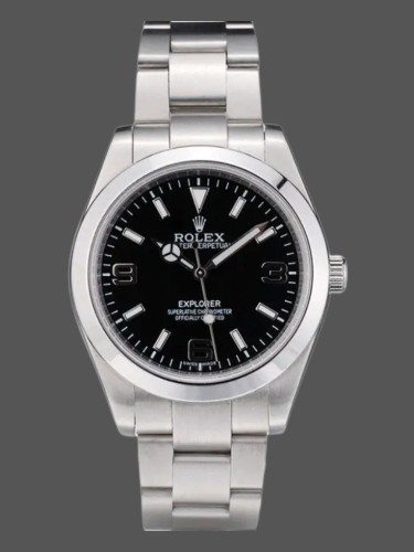 Rolex Explorer 42002 Stainless Steel Black Dial 39MM Mens Replica Watch