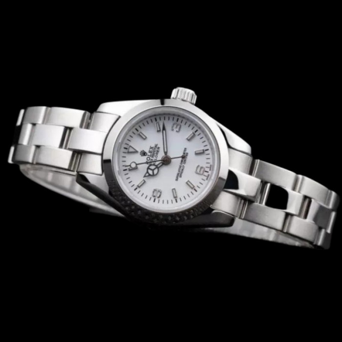 Rolex Explorer Polished 98088 Stainless Steel White Dial 26MM Lady Replica Watch
