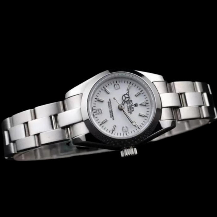 Rolex Explorer Polished 98088 Stainless Steel White Dial 26MM Lady Replica Watch