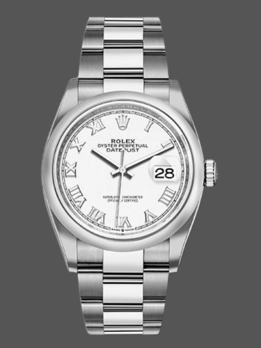 Rolex Datejust 126200 White Roman Dial Stainless Steel 36MM Unisex Replica Watch 