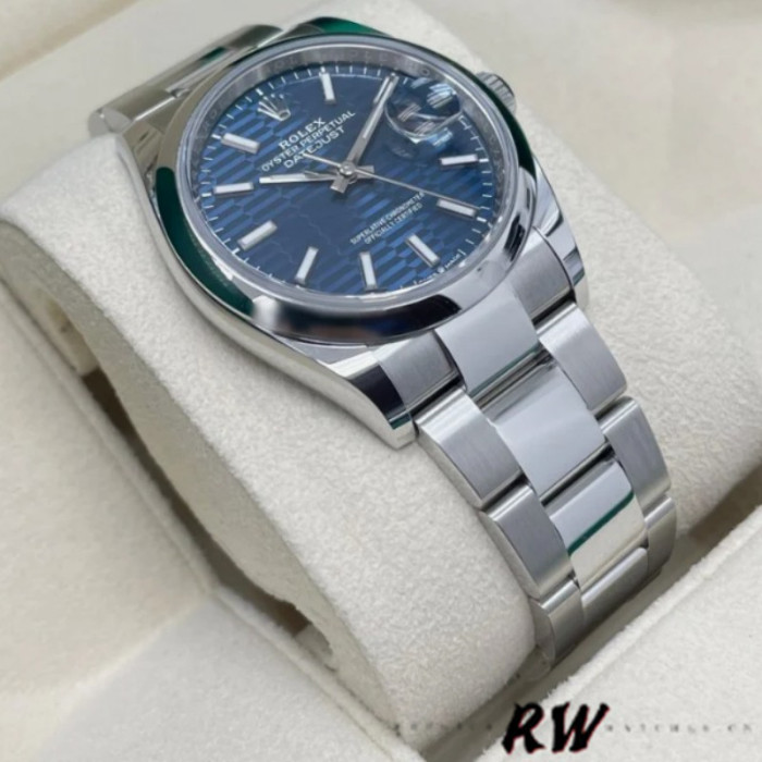 Rolex Datejust 126200 Blue Motif Wave Dial Stainless Steel 36MM Unisex Replica Watch 