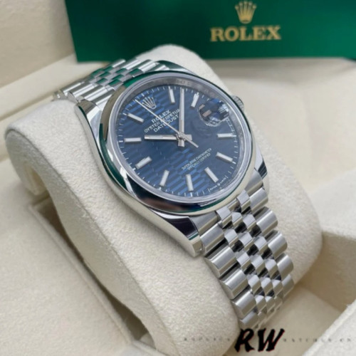 Rolex Datejust 126200 Stainless Steel Automatic Blue Motif Wave Dial 36MM Unisex Replica Watch