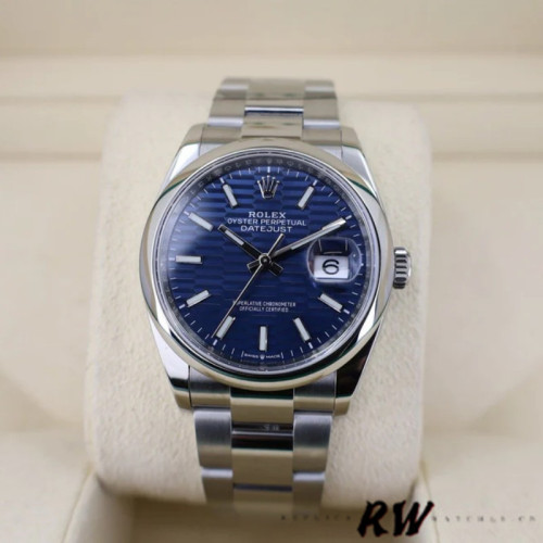 Rolex Datejust 126200 Blue Motif Wave Dial Stainless Steel 36MM Unisex Replica Watch 