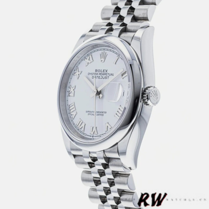 Rolex Datejust 126200 Stainless Steel White Roman Dial 36MM Unisex Replica Watch 